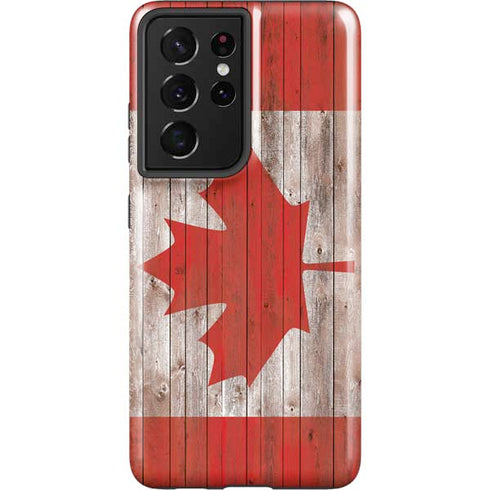 Canadian Flag Dark Wood Galaxy S21 Ultra 5G Pro Case